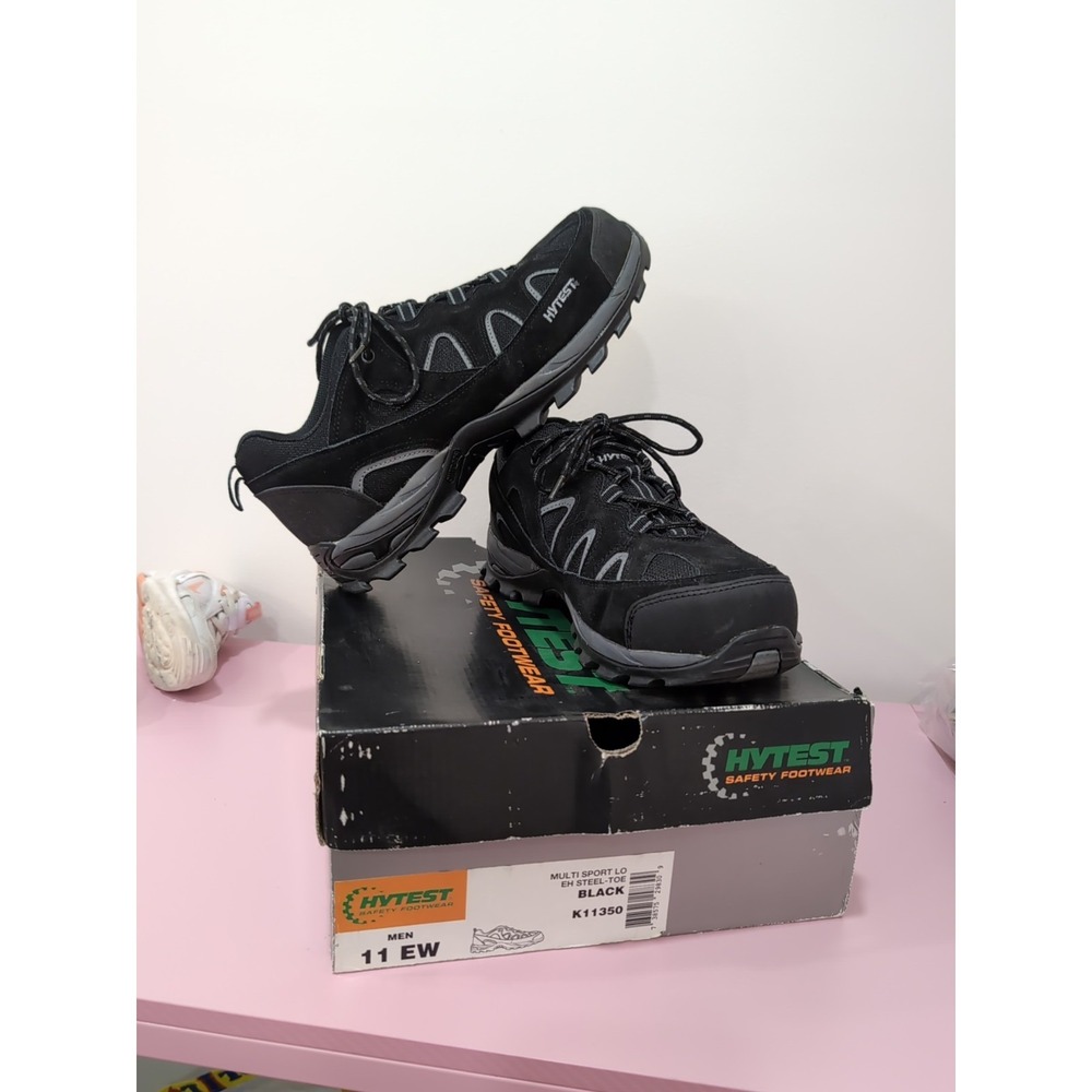NWB Hytest Men's Multi Sport Steel Toe Black Leather Safety Shoes K11350 Sz 11EW